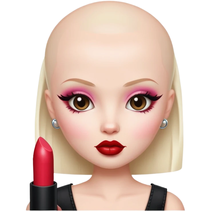 pretty bratz baddie, bald, pale skin emoji