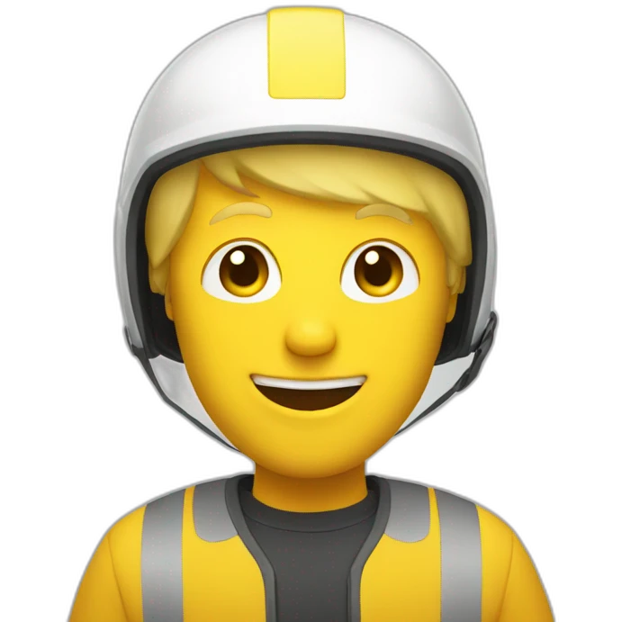 smiley white guy with blonde hair and a yellow helmet emoji