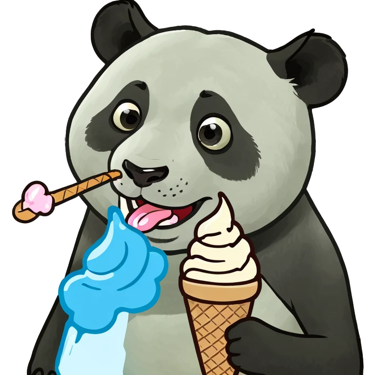 Panda eating ice cream emoji