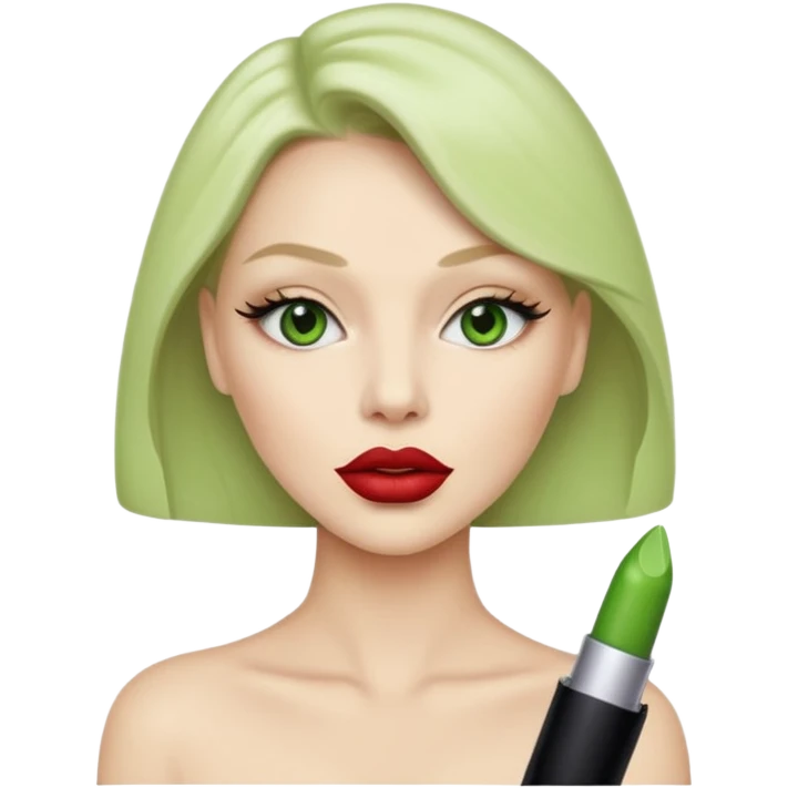 woman with green colored lips emoji