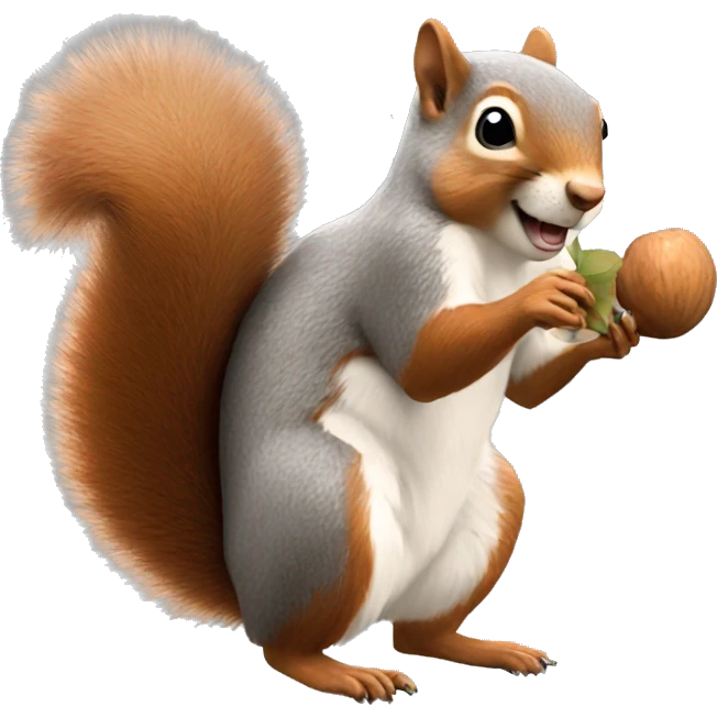 a squirrel holding a nut and breaking it open emoji