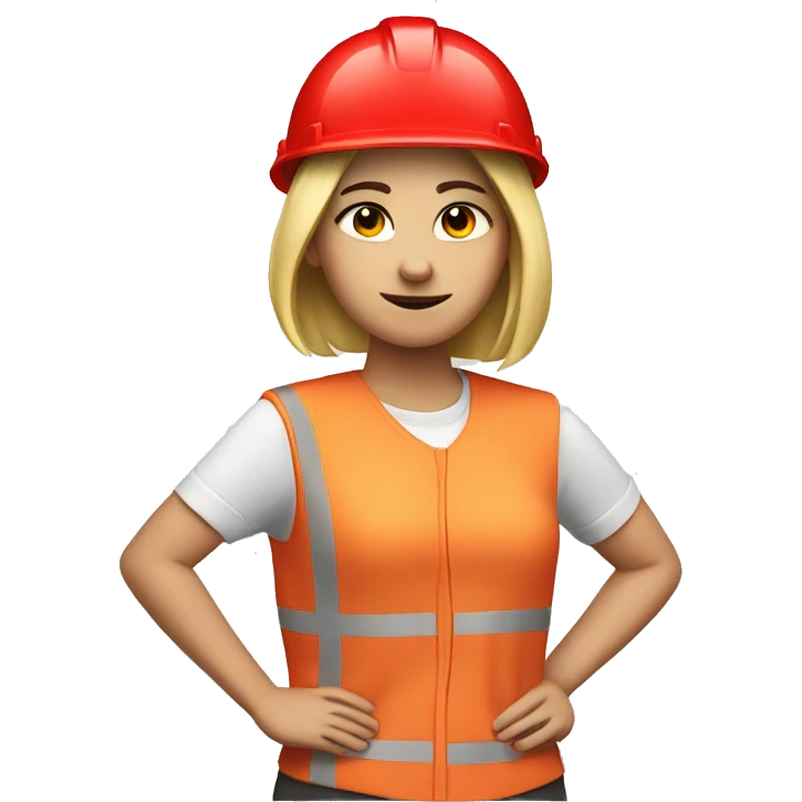 girl with red safetyhelmet says no with her arms emoji