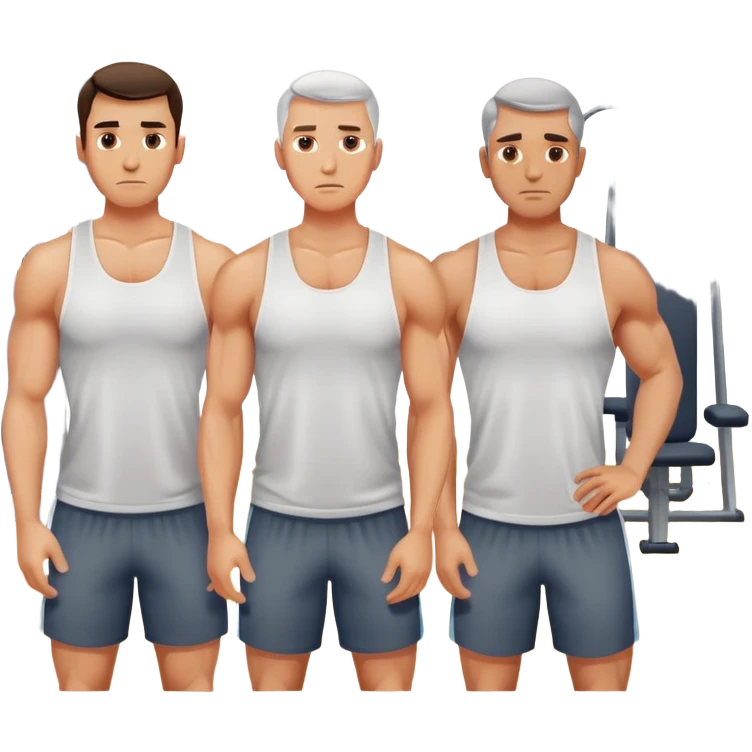 Три мужчины в спортивном зале жестко тренируются emoji