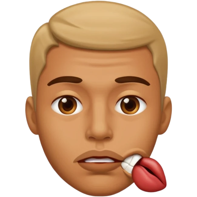 A man crushing his lips together emoji