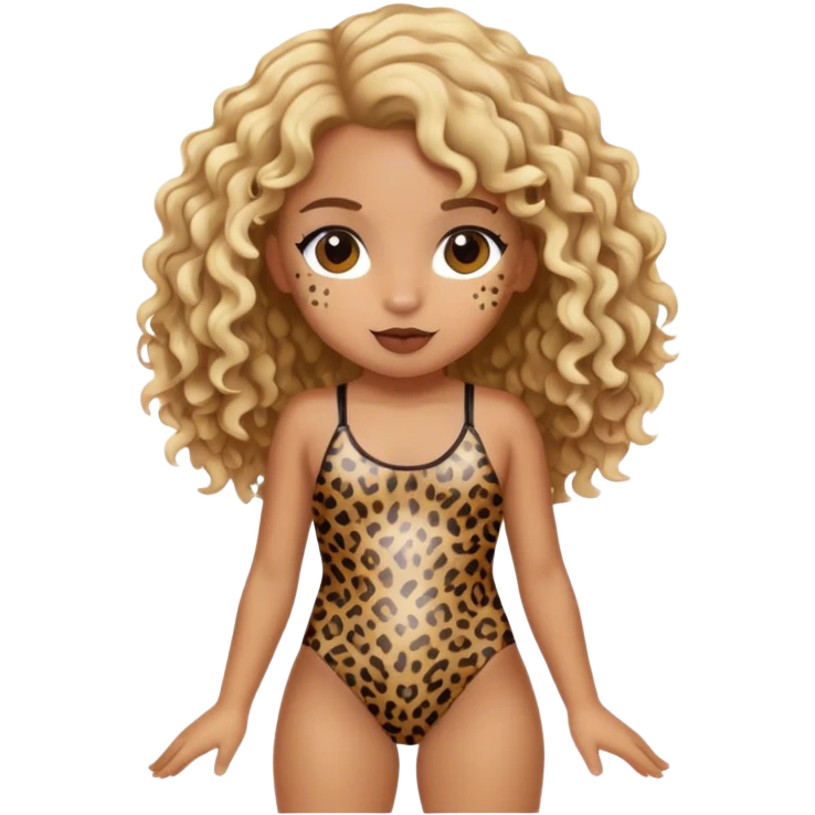 Leopard swimsuit blond girl with brown curly hair emoji