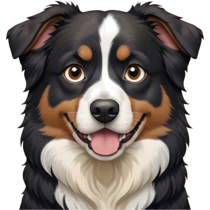 Cinematic Meme-Worthy Grumpy Black Tri Australian Shepherd Portrait Emoji, Head held high but eyes filled with dramatic disappointment, smooth black fur with distinctive white and tan patches, deeply furrowed brow forming an unmistakable scowl, floppy ears slightly angled back in disapproval, piercing dark eyes glaring with pure exasperation, Simplified yet hilariously over-exaggerated features, highly detailed, glowing with an aura of supreme annoyance, high shine, exhausted yet judgmental, stylized with an almost regal pettiness, bright but brooding, soft glowing outline, capturing the essence of a pup that has seen it all and is thoroughly unimpressed, so meme-worthy it feels like it could instantly become the next viral sensation of grumpiness! emoji