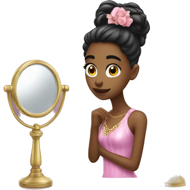 fancy girl looking at herself in vanity mirror  emoji