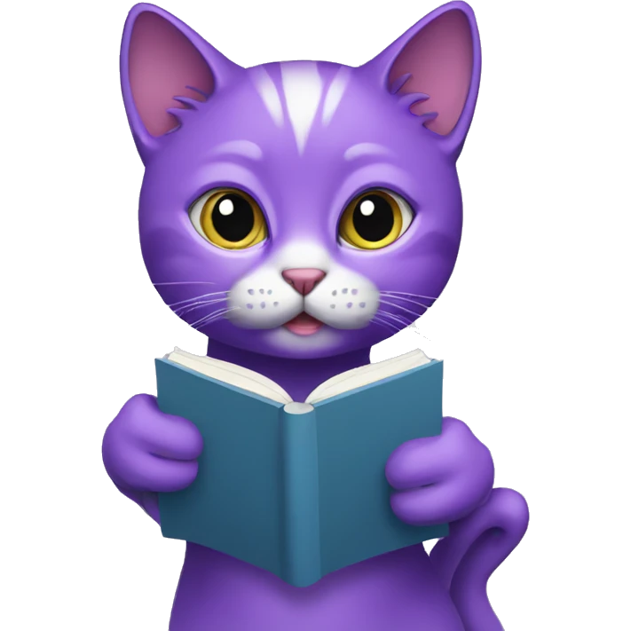 Purple humanised Cat with a notebook emoji