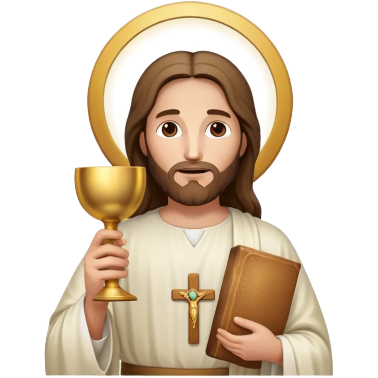 Jesus holding the Eucharist and chalice, celebrating mass emoji