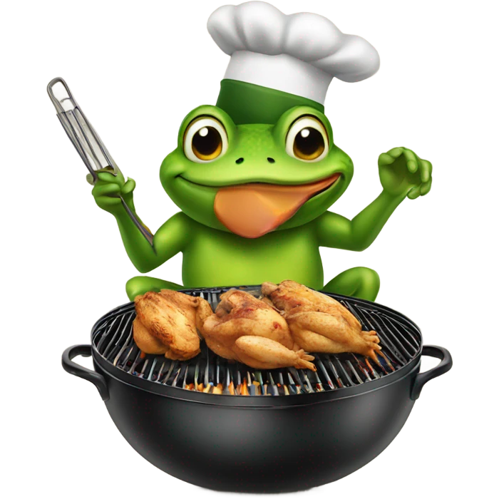 Frog grilling chicken  emoji
