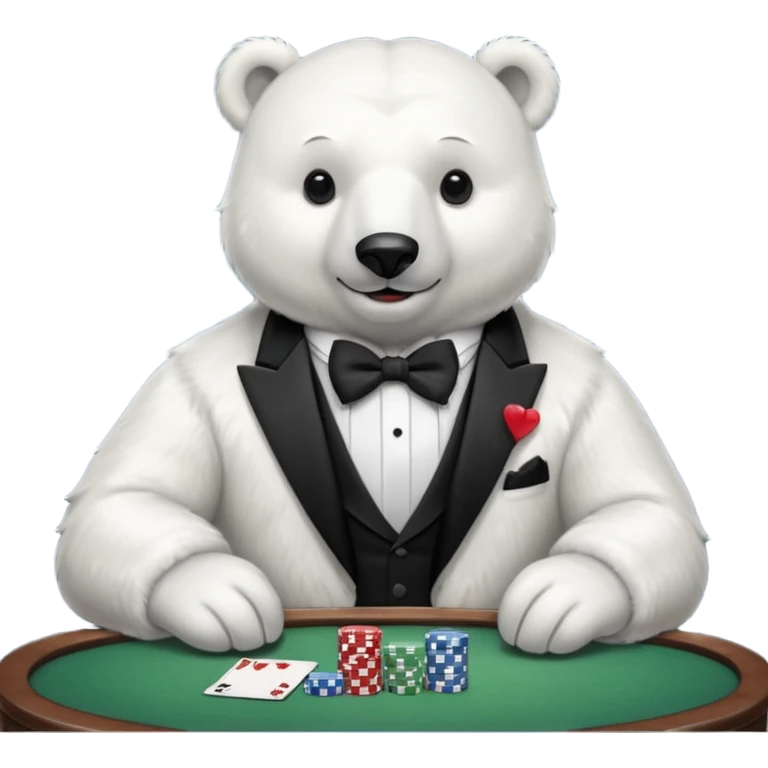 Oso polar millonario jugando emoji