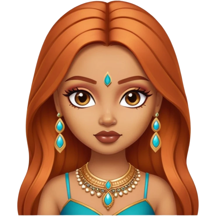 pretty bratz baddie, copper hair, light skin, desi indian style emoji