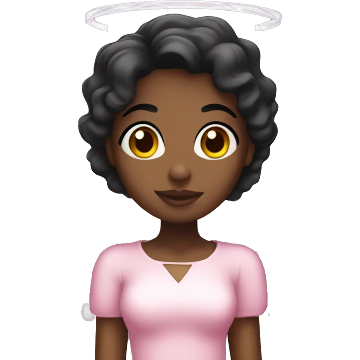 Black woman dressed as an angel in pink with short black hair  emoji