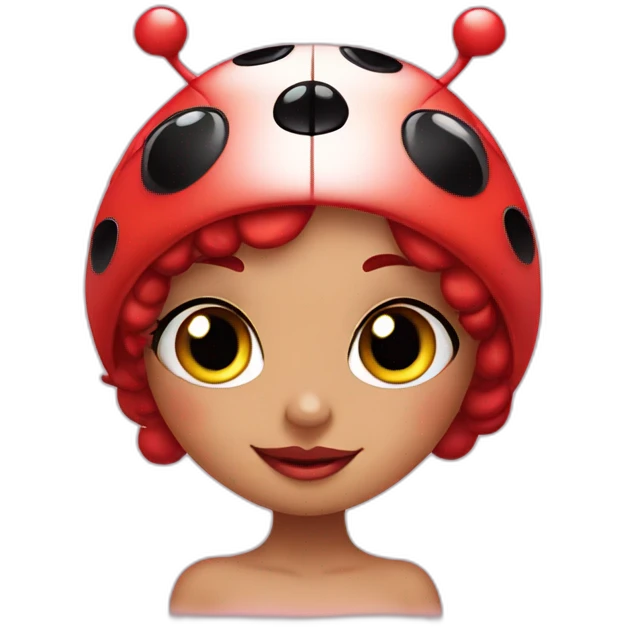 Ladybug, don't show legs...  super cute with eyelashes and she's wearing a princess crown emoji