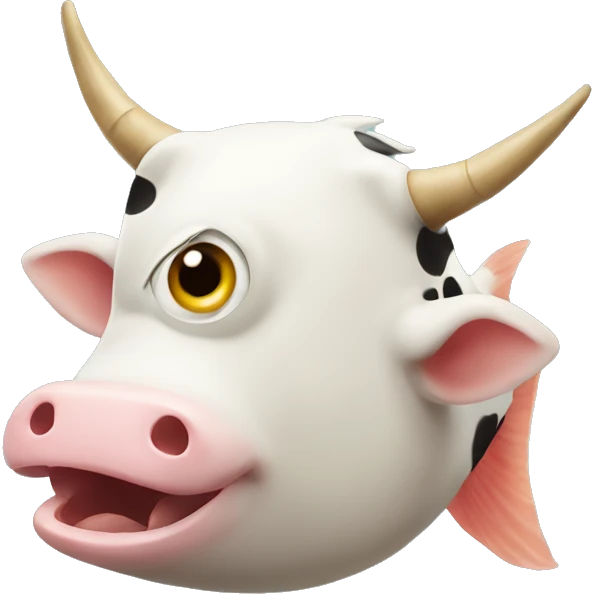 A fish with the head of a cow emoji