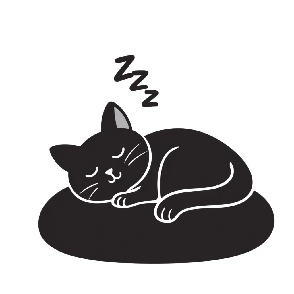 Simple sketch of a cat sleeping with ZZZ above its head emoji