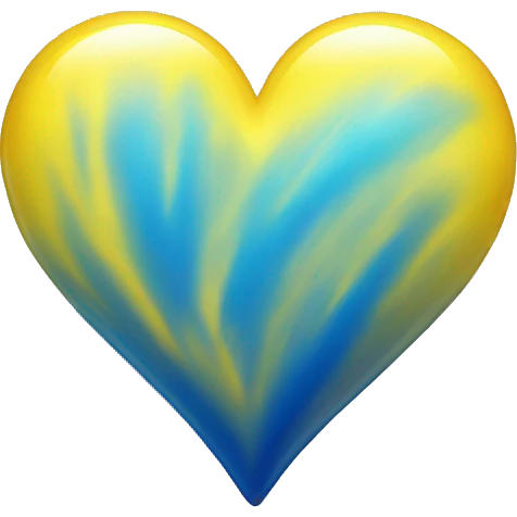 Shiny Yellow and blue ombré heart emoji