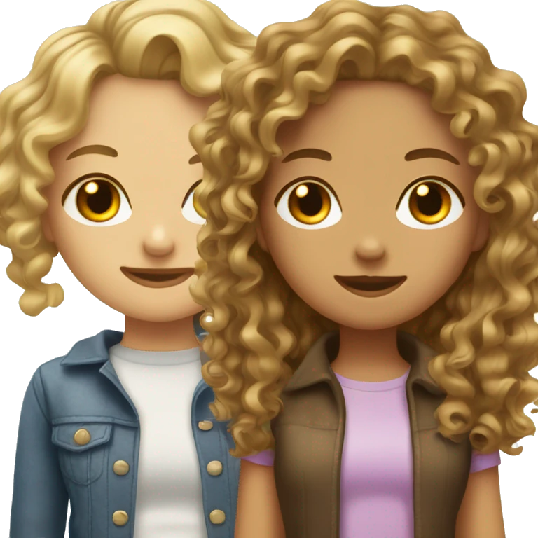 dirty blonde curly hair girl with another girl with brown curly hair shorter emoji
