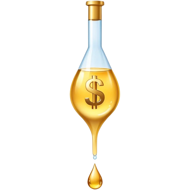 pipette positioned above a golden drop with a dollar sign inside the drop emoji