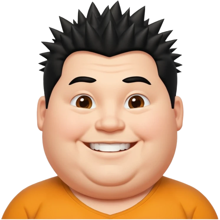 fat spiky haired happy man emoji
