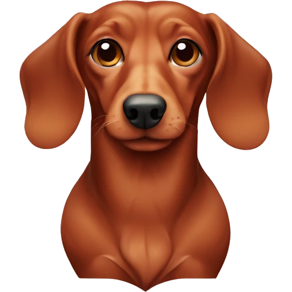 A red-haired dachshund with a coat emoji