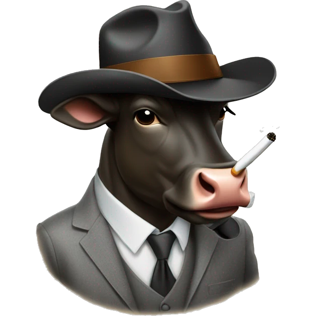 Bull wearing fedora smoking emoji