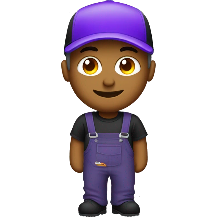 mechanic purple cap with tool and black t-shirt emoji