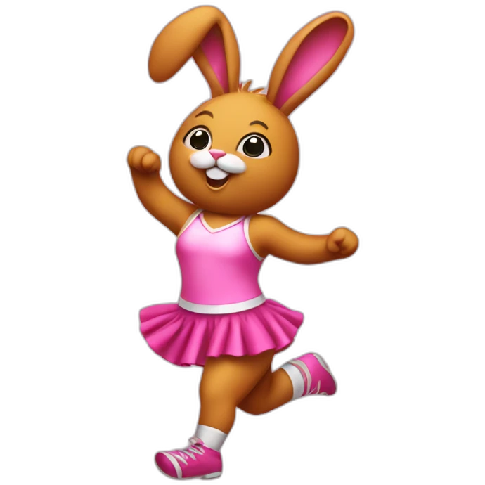 clothless pink rabbit dancing with cheerleader pompons emoji