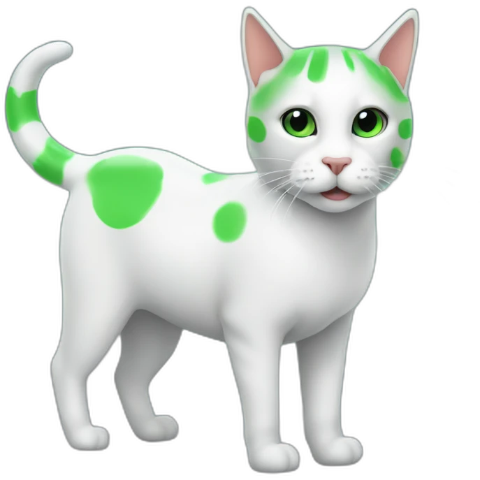 gato casi blanco con ojos verde astronauta cabalgando en un unicornio emoji