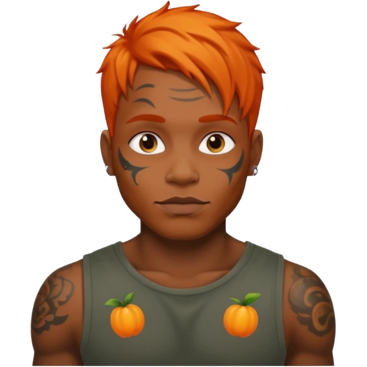 Tattooed black man with orange hair emoji