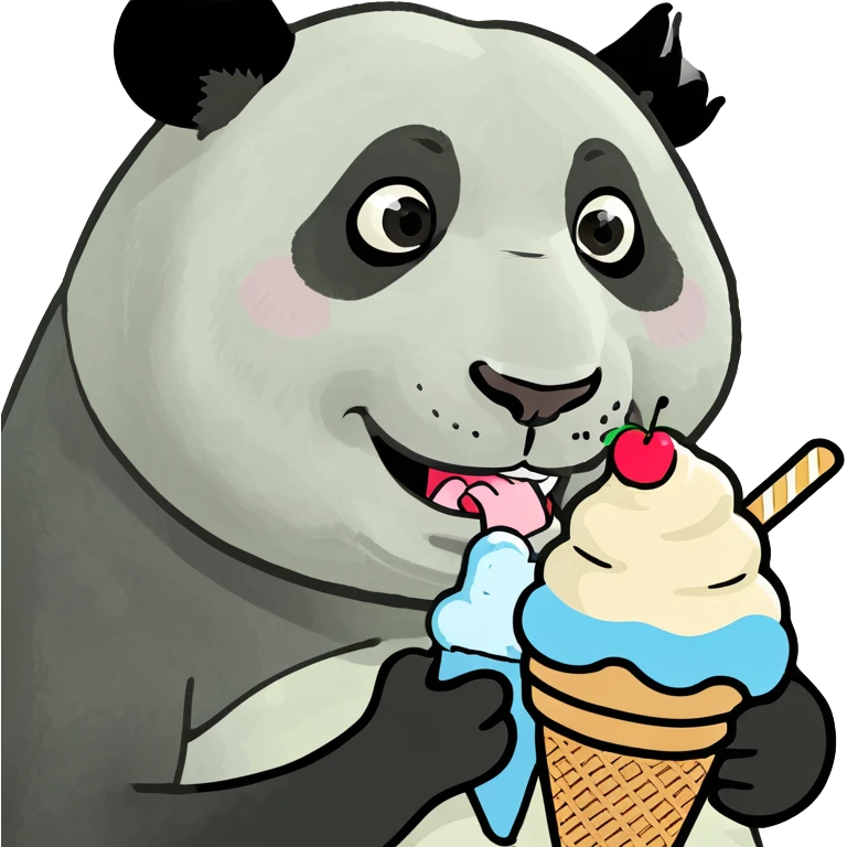 Panda eating ice cream emoji