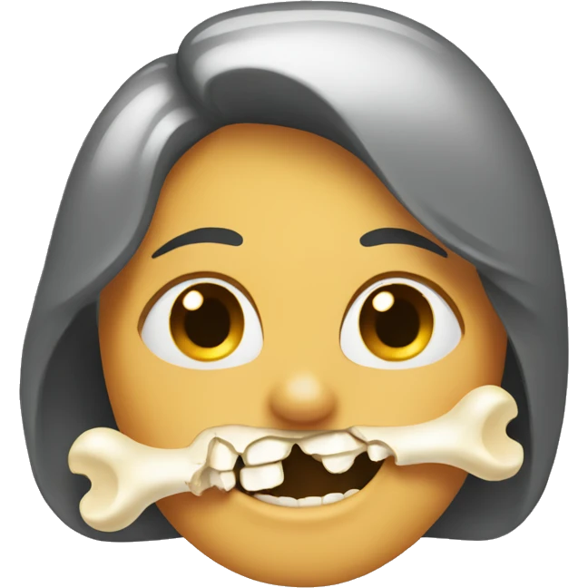 emoji with bone in her mouth emoji
