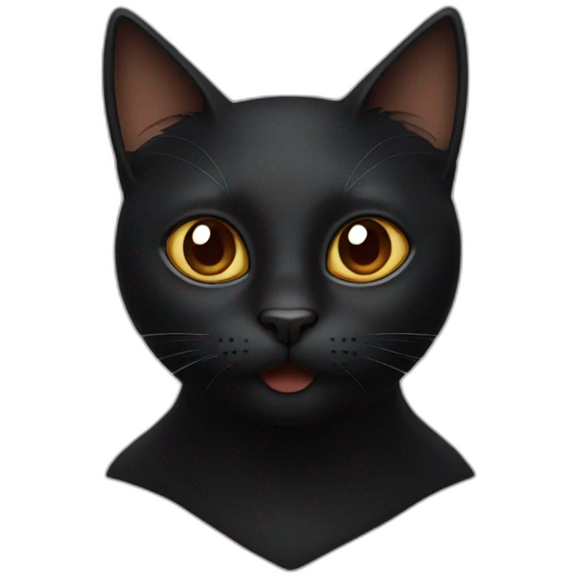 Black cat with brown eyes with a lid in his mouth emoji