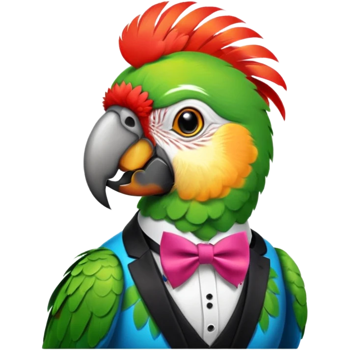parrot wears bow tie emoji