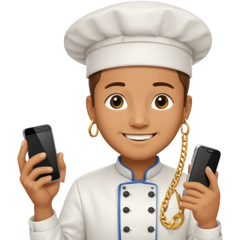 chef with gold chain holding phone emoji