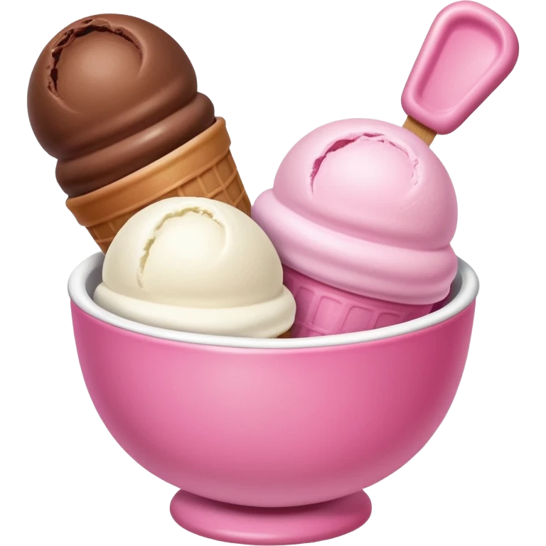 Neapolitan ice cream scoops in a bowl emoji