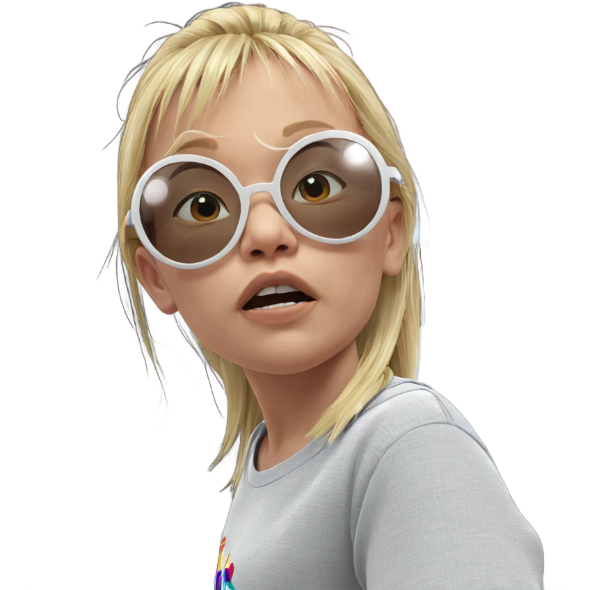 blonde girl with sunglasses indoors emoji
