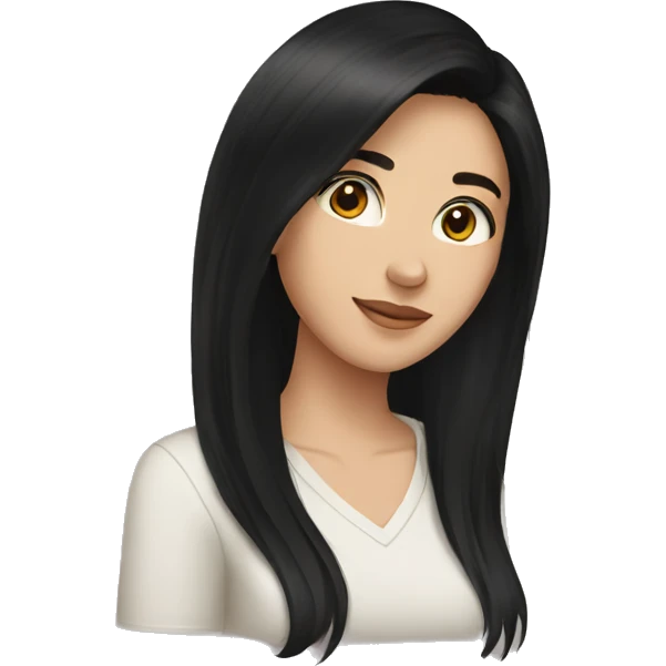 Brunette girl boyfriend with black hair emoji
