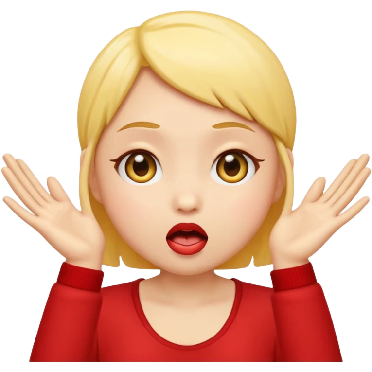 emoji with big anime like eyes like big cute eyes, puckered lips, red cheeks, Little excited clasp with their hands up by their cheeks, yellow skilled emoji no hair  emoji