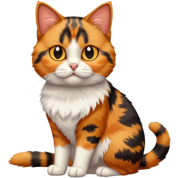 full body calico tabby  cat with small head and short but chubby body emoji