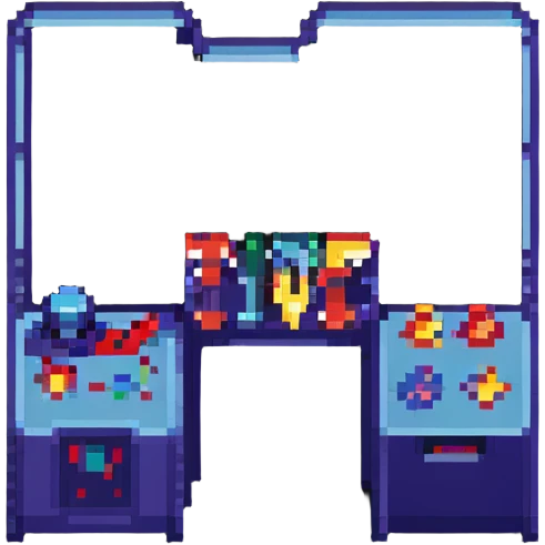 pixel art letters UYI in arcade style emoji