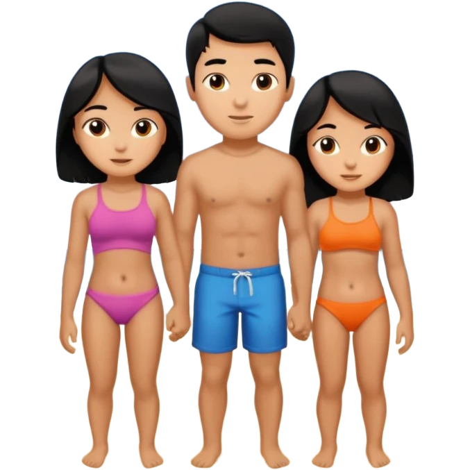 boy and girl beachside view black hair emoji