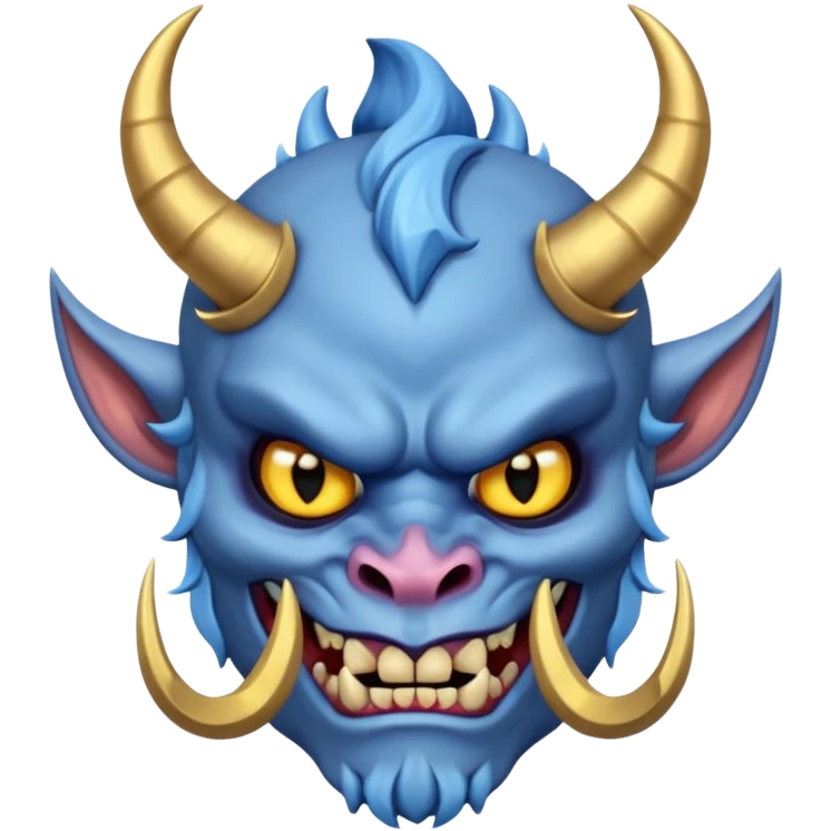 blue oni with black eye and gold iris emoji