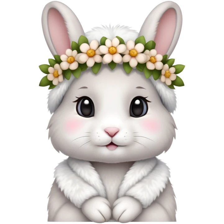 cute rabbit wearing clothes and flower crown emoji