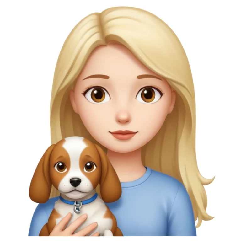 girl and dog posing cute emoji