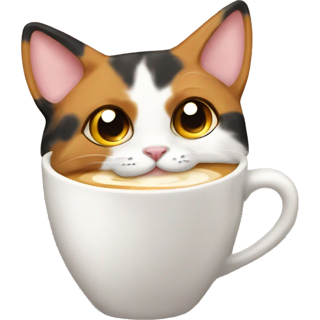 Calico cat drinking a latte emoji