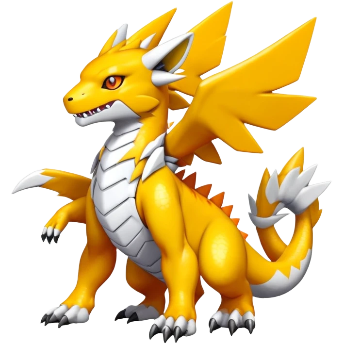 Cute Shiny Agumon-Greymon-Renamon-Fakémon-hybrid-creature (full body)  emoji