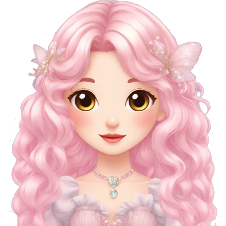 Dreamy pretty elegant kawaii shiny blushing shy anime pastel lady kawaii beautiful hair naturecore fairycore cottagecore jewels trending aesthetic emoji