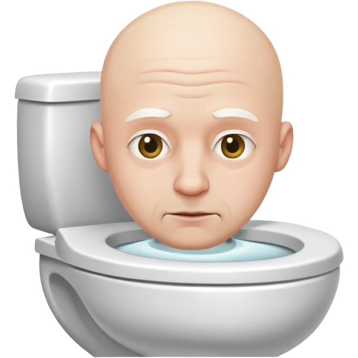 a white bald man in a toilet but just the head emoji