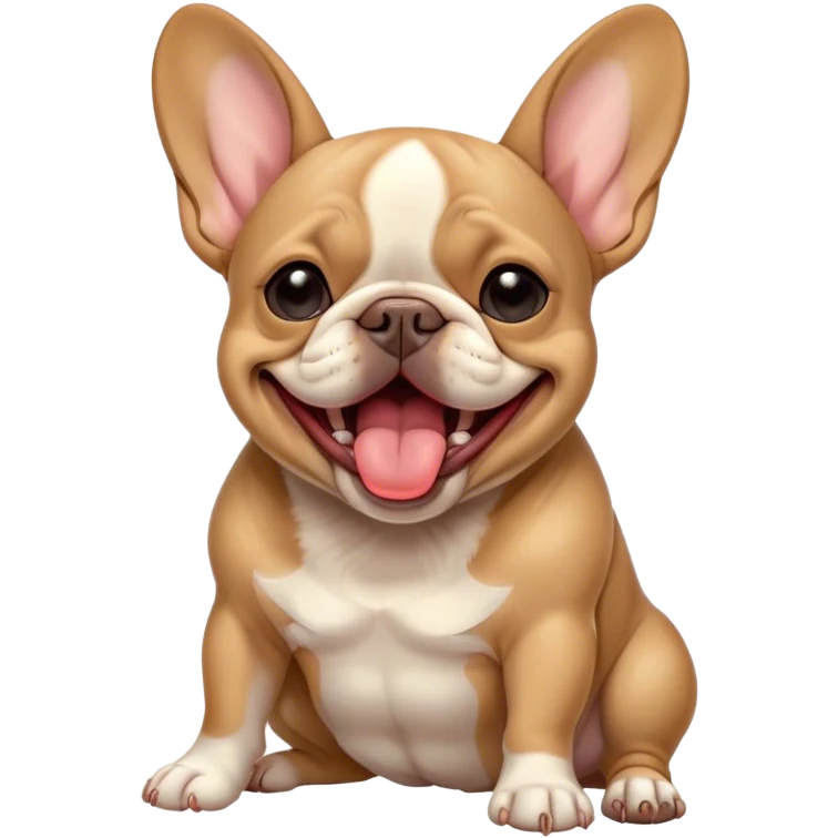 Cinematic Cute Yawning Fawn French Bulldog Portrait Emoji, Head tilted slightly with a dramatic, wide-open yawn, showcasing a sleek fawn coat with a refined texture, floppy ears slightly drooping, round dark eyes barely open in drowsy contentment, Simplified yet irresistibly adorable features, highly detailed, glowing with a soft, cozy glow, high shine, relaxed yet expressive, stylized with a touch of whimsy, bright and endearing, soft glowing outline, capturing the essence of a sleepy yet affectionate companion, so drowsy it feels like it could stretch out of the screen and curl up for a nap! emoji